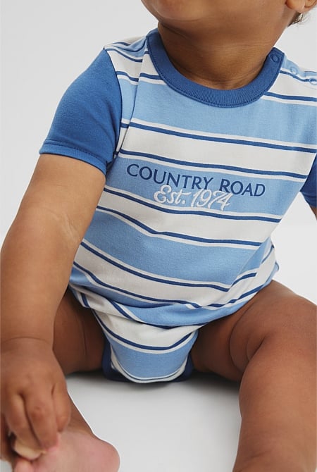 Organically Grown Cotton Country Road 74 Stripe Bodysuit