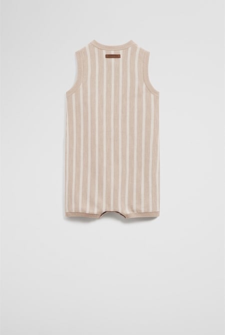 Organically Grown Cotton Stripe Knit Romper