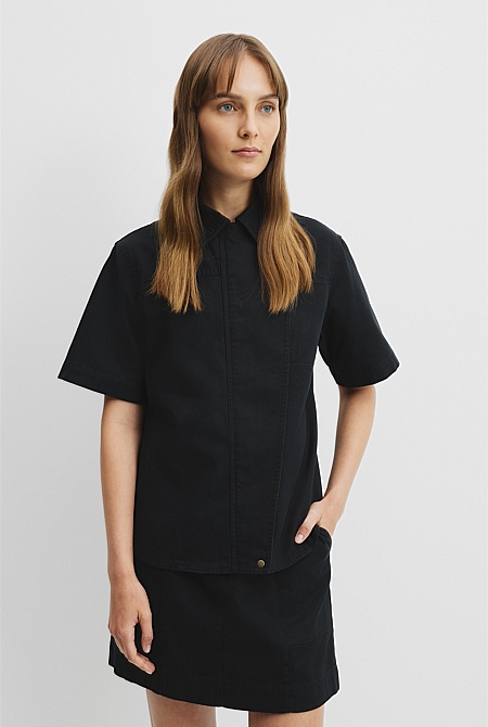 Short Sleeve Washed Cotton Shirt