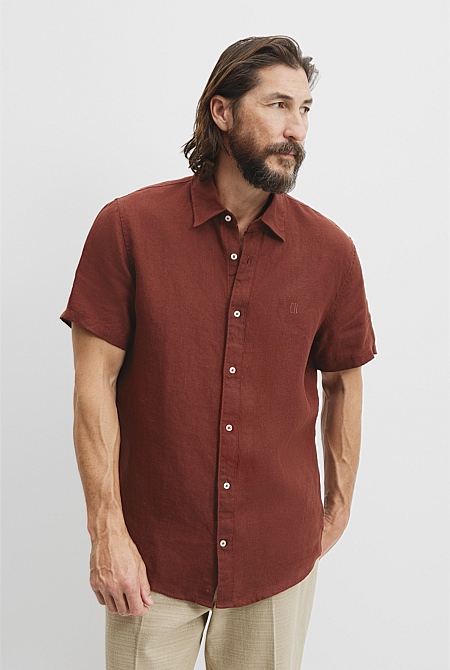 Regular Fit Organically Grown Linen Short Sleeve Shirt