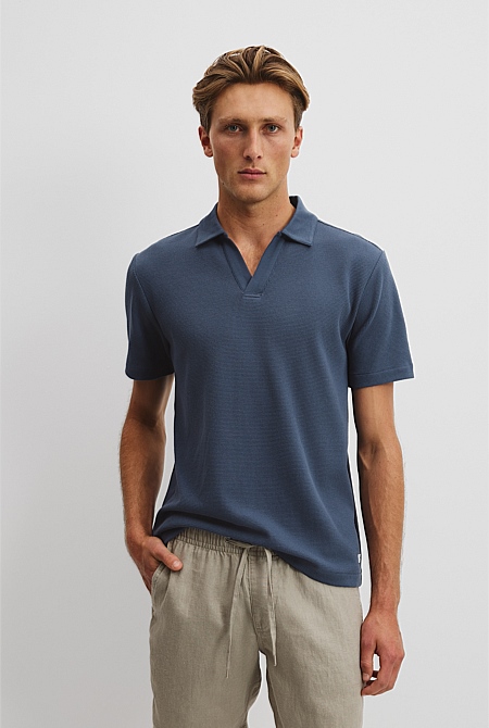 Australian Cotton Relaxed Waffle Polo