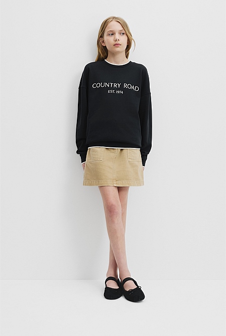 Teen Recycled Cotton Blend Longline Logo Sweat