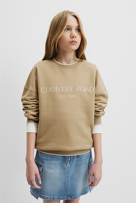 Teen Recycled Cotton Blend Longline Logo Sweat