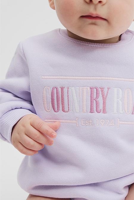 Organically Grown Cotton Logo Oversized Long Sleeve Bodysuit