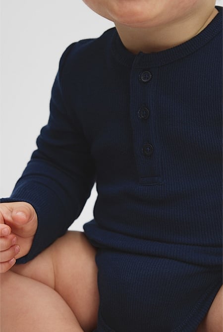 Organically Grown Cotton Rib Long Sleeve Bodysuit