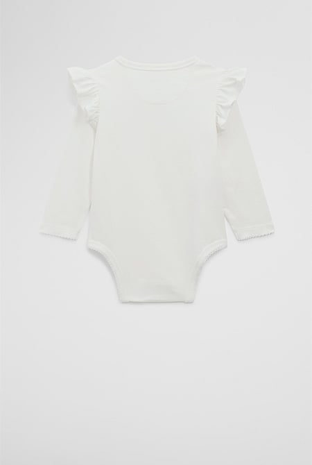 Organically Grown Cotton Frill Rib Long Sleeve Bodysuit