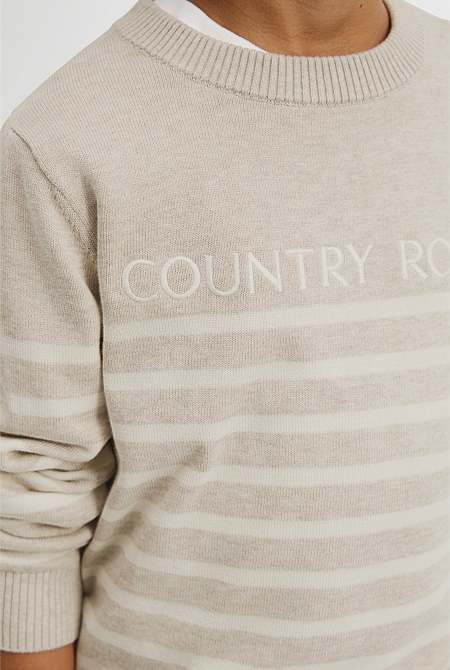 Organically Grown Cotton Stripe Logo Knit