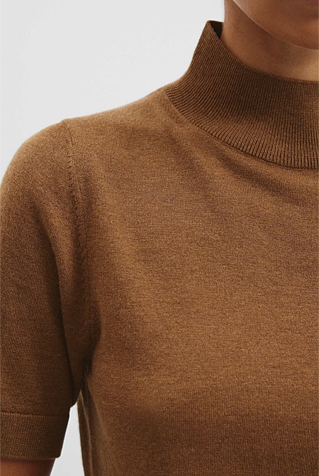 Australian Merino Wool Silk Short Sleeve Knit