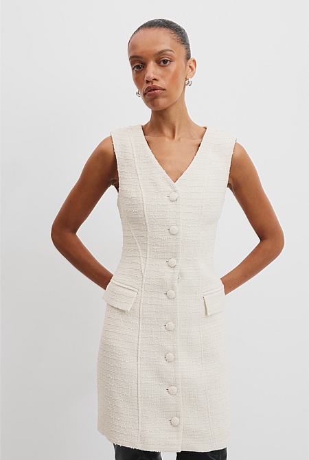 Tweed Button Mini Dress