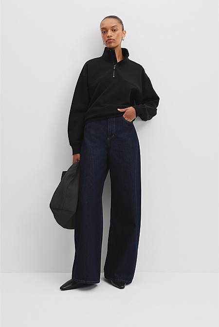 Australian Cotton Logo Neck Zip Sweat