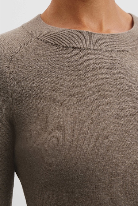 Australian Merino Wool Silk Long Sleeve Knit