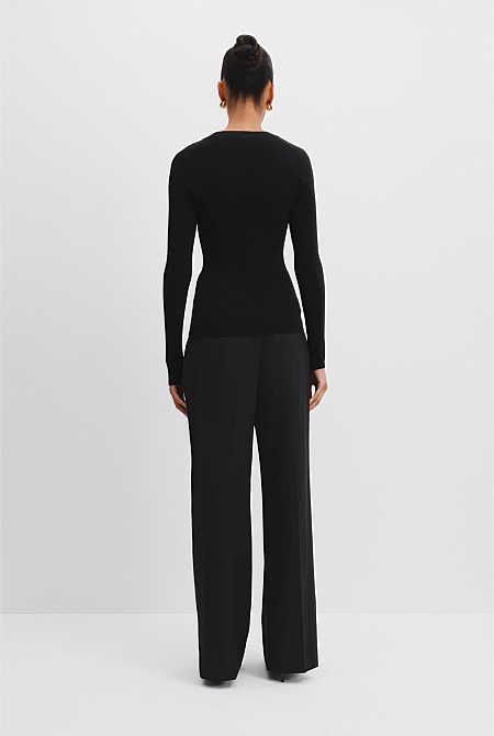 Merino Wool Silk Long Sleeve Knit