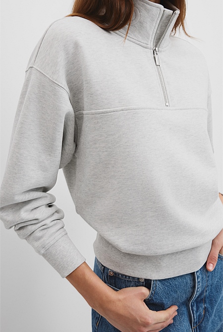 Australian Cotton Logo Neck Zip Sweat