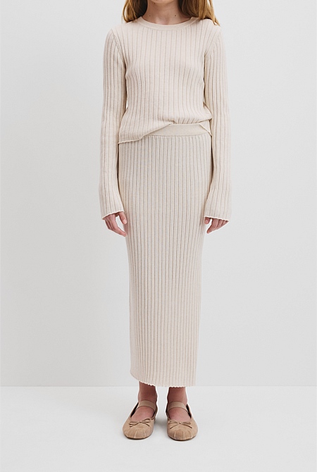 Teen Organically Grown Cotton Rib Knit Midi Skirt