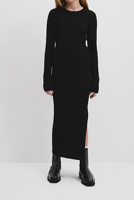 Teen Organically Grown Cotton Rib Knit Midi Skirt