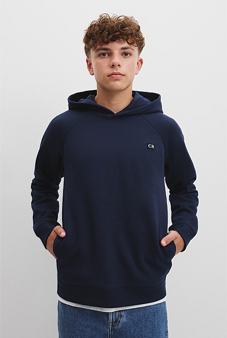 Recycled Cotton Blend Panelled Hooded Sweat