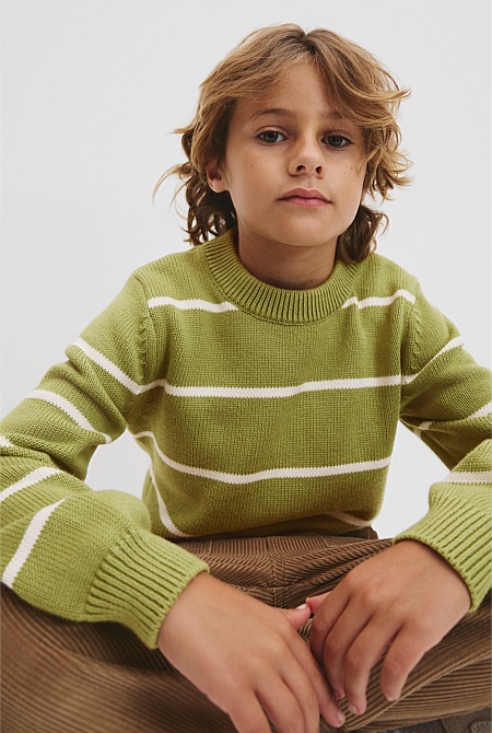 Organically Grown Cotton Blend Textured Stripe Knit