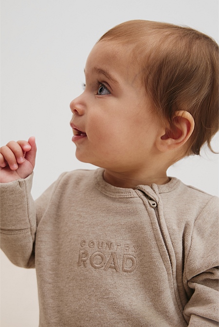 Organically Grown Cotton Logo Zip Jumpsuit