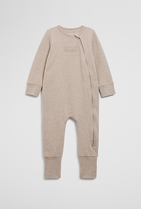 Organically Grown Cotton Blend Logo Zip Jumpsuit