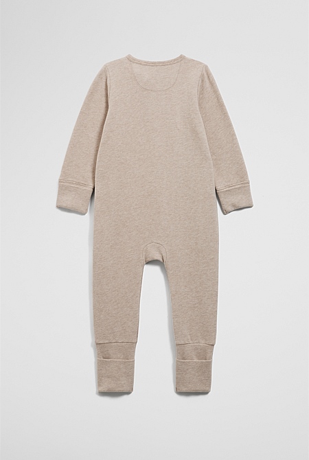 Organically Grown Cotton Blend Logo Zip Jumpsuit