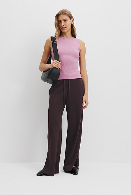 Australian Cotton Blend High Neck Rib Tank