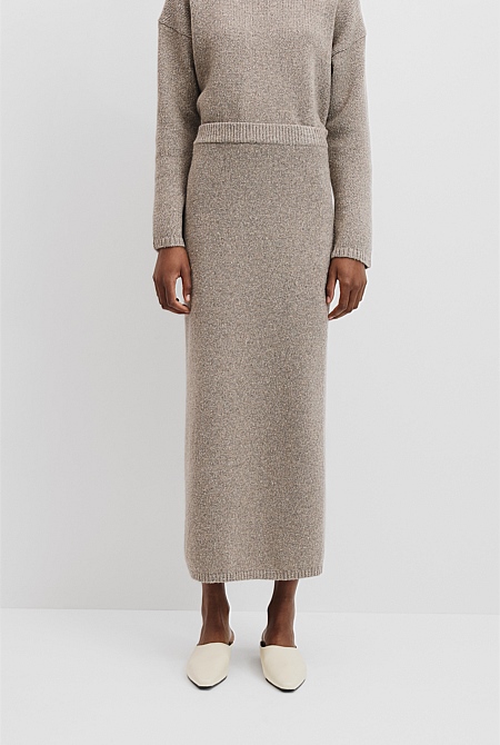 Melange Knit Midi Skirt