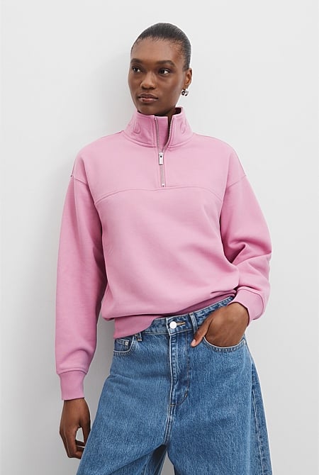 Australian Cotton Logo Neck Zip Sweat