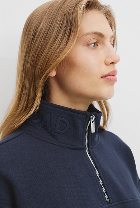 Australian Cotton Logo Neck Zip Sweat