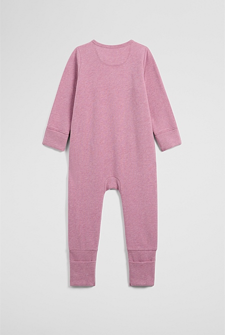 Organically Grown Cotton Blend Logo Zip Jumpsuit