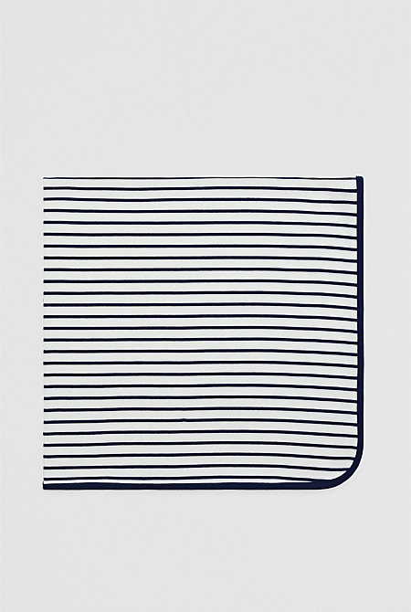 Organically Grown Cotton Stripe Rib Blanket