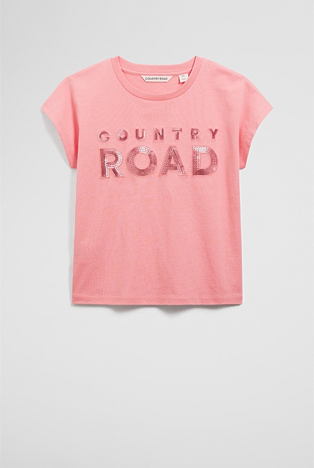 Organically Grown Cotton Sequin Logo T-Shirt