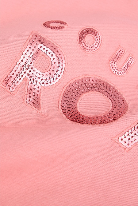 Organically Grown Cotton Sequin Logo T-Shirt