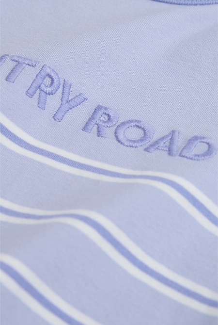 Organically Grown Cotton Stripe Logo T-Shirt Bodysuit