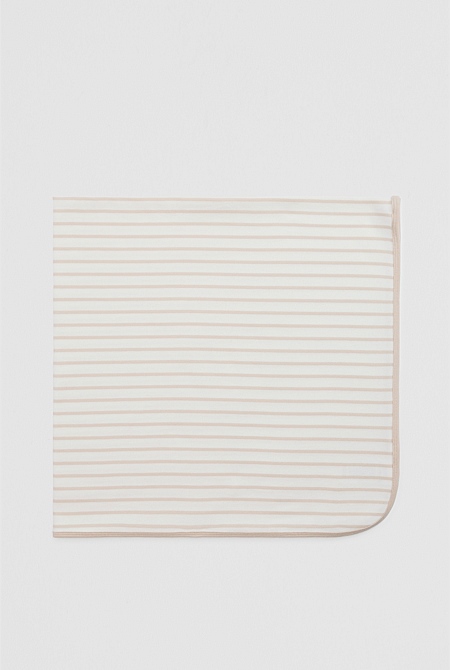 Organically Grown Cotton Stripe Rib Blanket