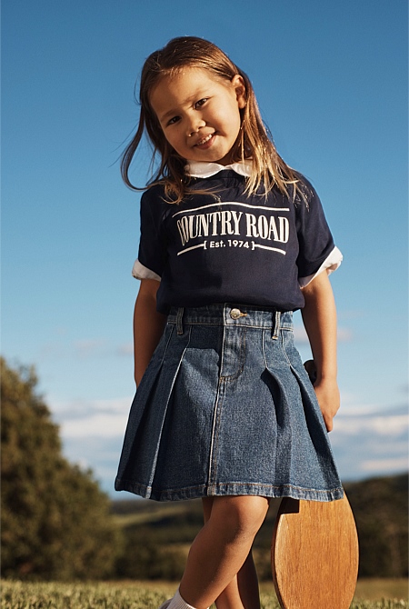 Denim Pleat Skirt