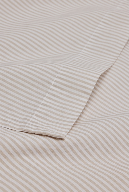 Brae Australian Cotton Stripe Queen Flat Sheet
