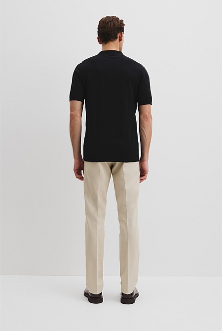 Australian Cotton Blend Silk Button Polo