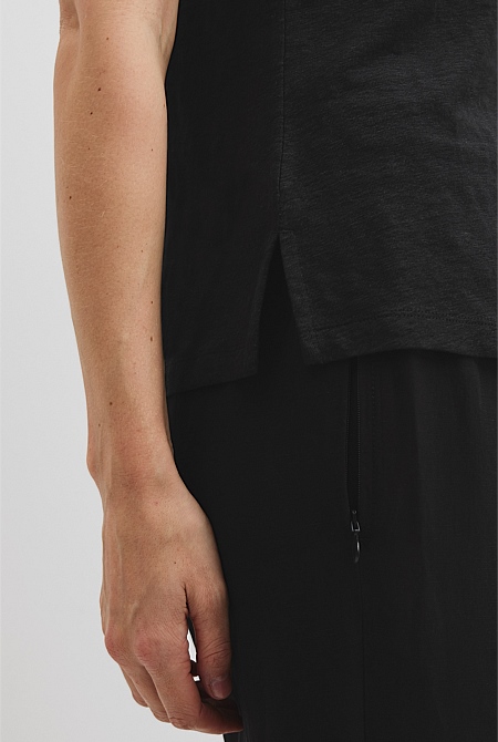 Linen Scoop Neck Tank