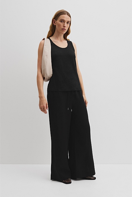 Linen Scoop Neck Tank