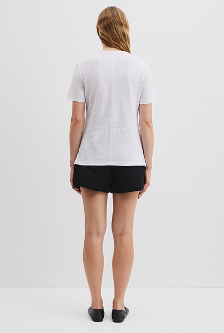 Linen Scoop Neck T-Shirt