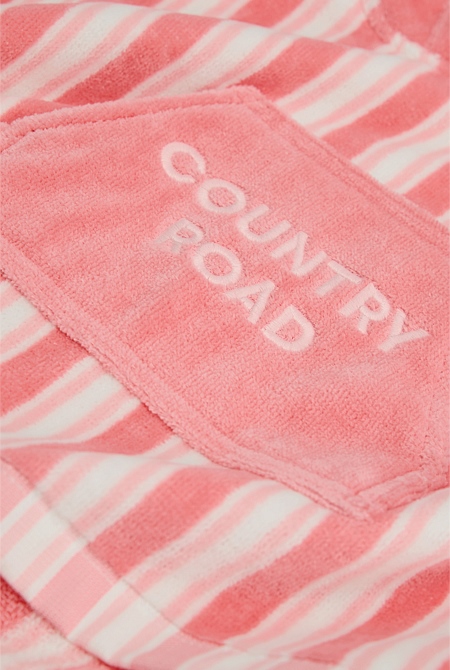 Cotton Stripe Logo Poncho
