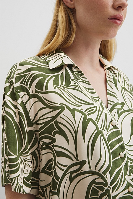 Print Short Sleeve Cupro Shirt Print Short Sleeve Cupro Shirt