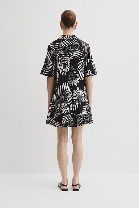 Print Linen Popover Dress