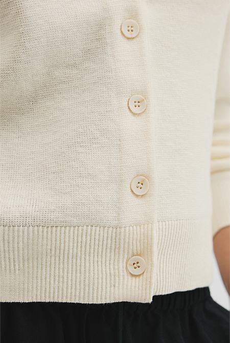 Organically Grown Cotton Linen Blend Knit Cardigan