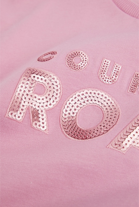 Organically Grown Cotton Sequin Logo T-Shirt