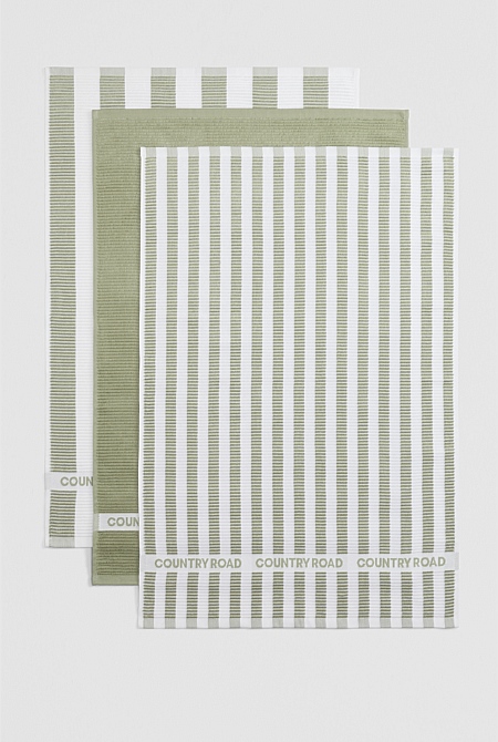 CR Stripe Australian Cotton Tea Towel Pack of 3