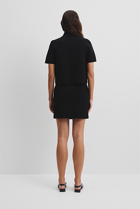 Short Sleeve Compact Zip Knit