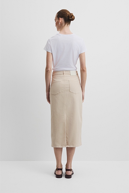 Recycled Cotton Denim Midi Skirt