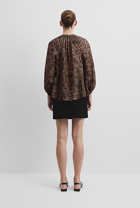 Print Blouson Blouse