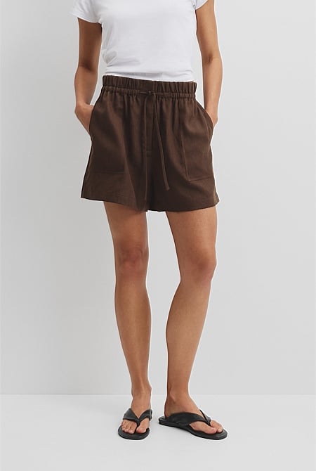 Organically Grown Linen Tie Detail Short